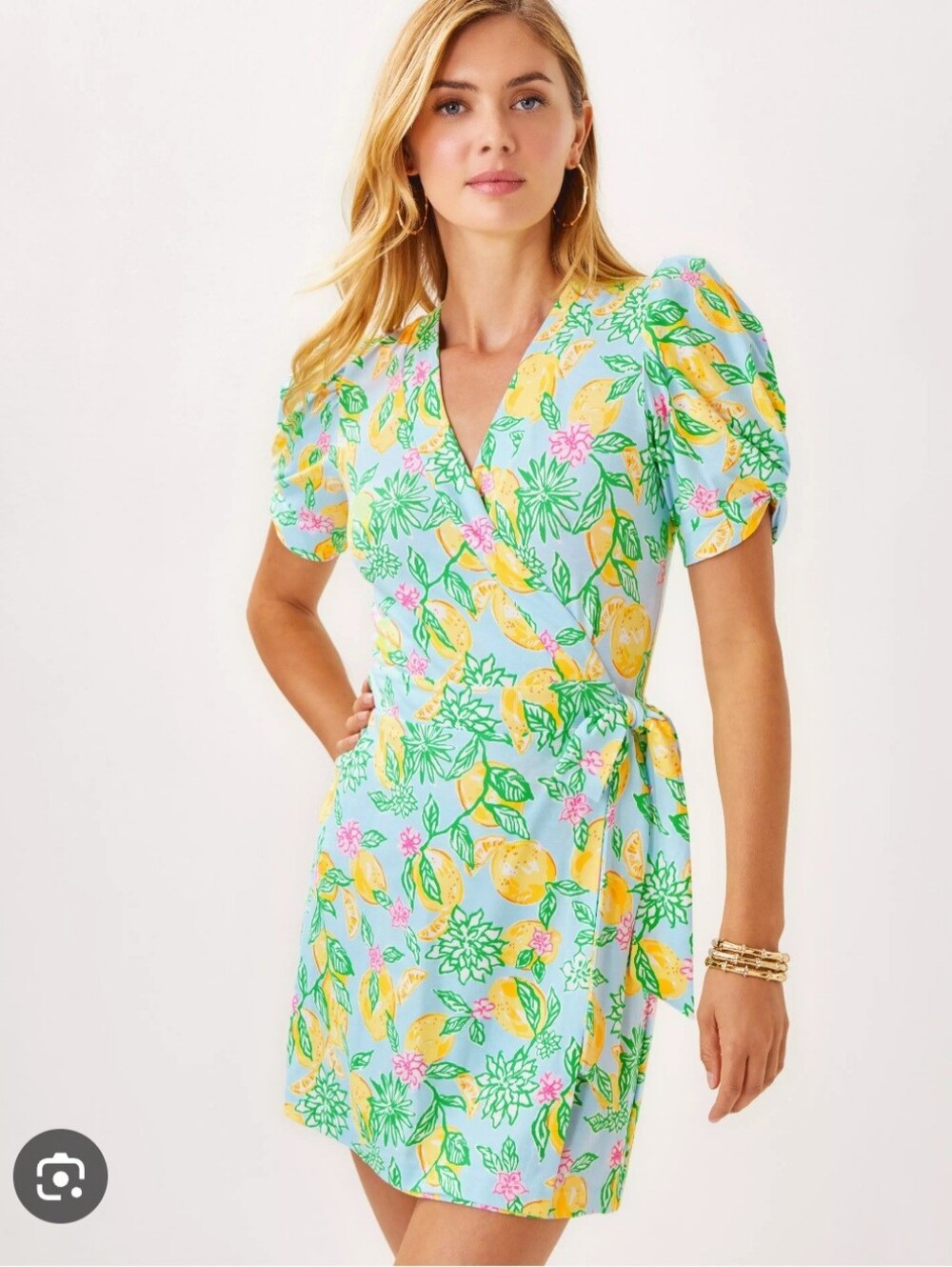 LILLY PULITZER Sailynn Short-sleeve Romper in Bluette Make Lemonade Small NWT